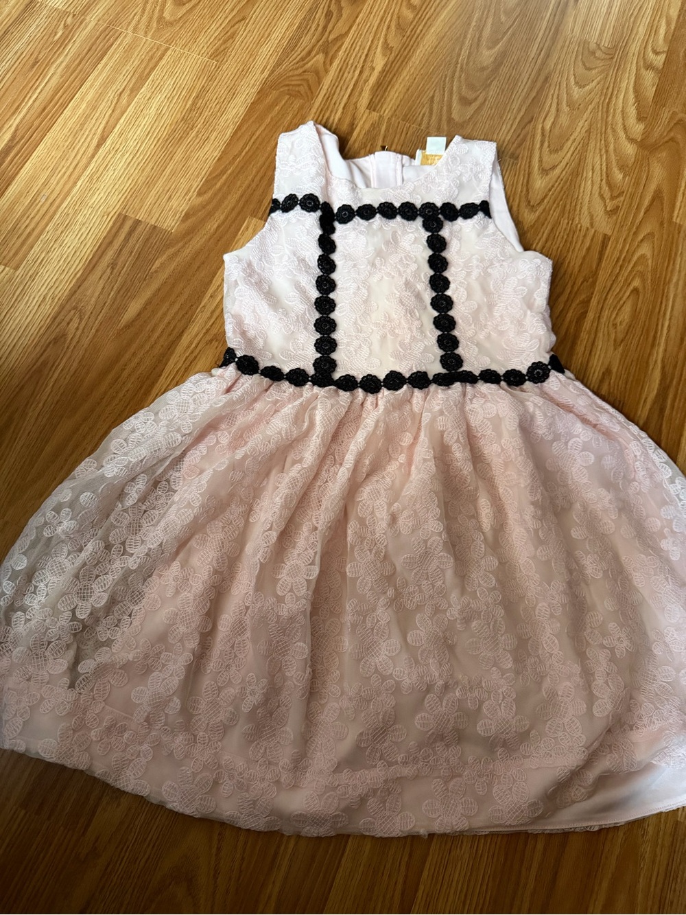 kate spade Pink Lace Party Dress with Black Floral Trim
